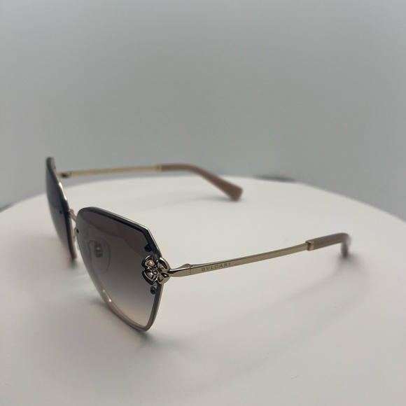 Bulgari Women's Gold and Brown Sunglasses - Picture 2 of 6